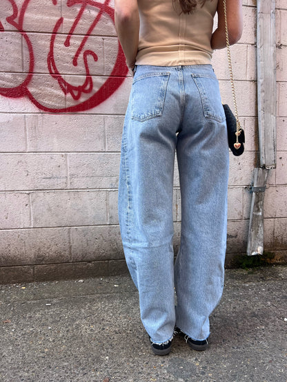 AGOLDE LUNA HIGH RISE PIECED DENIM JEANS