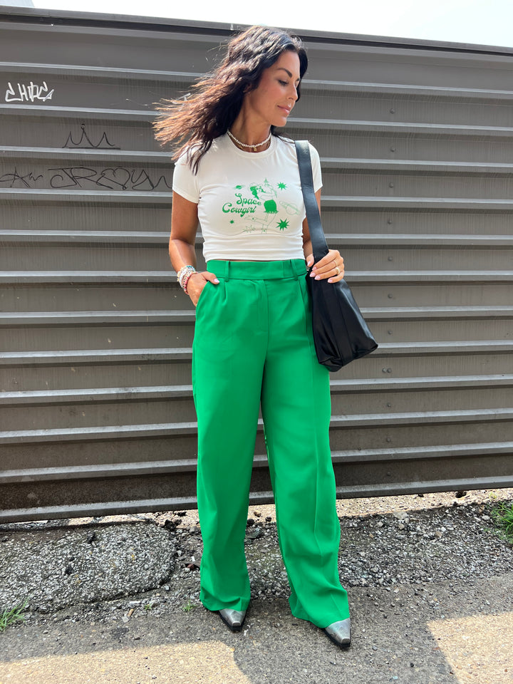 THE HIP EAGLE BOUTIQUE - high rise wide leg pants in kelly green