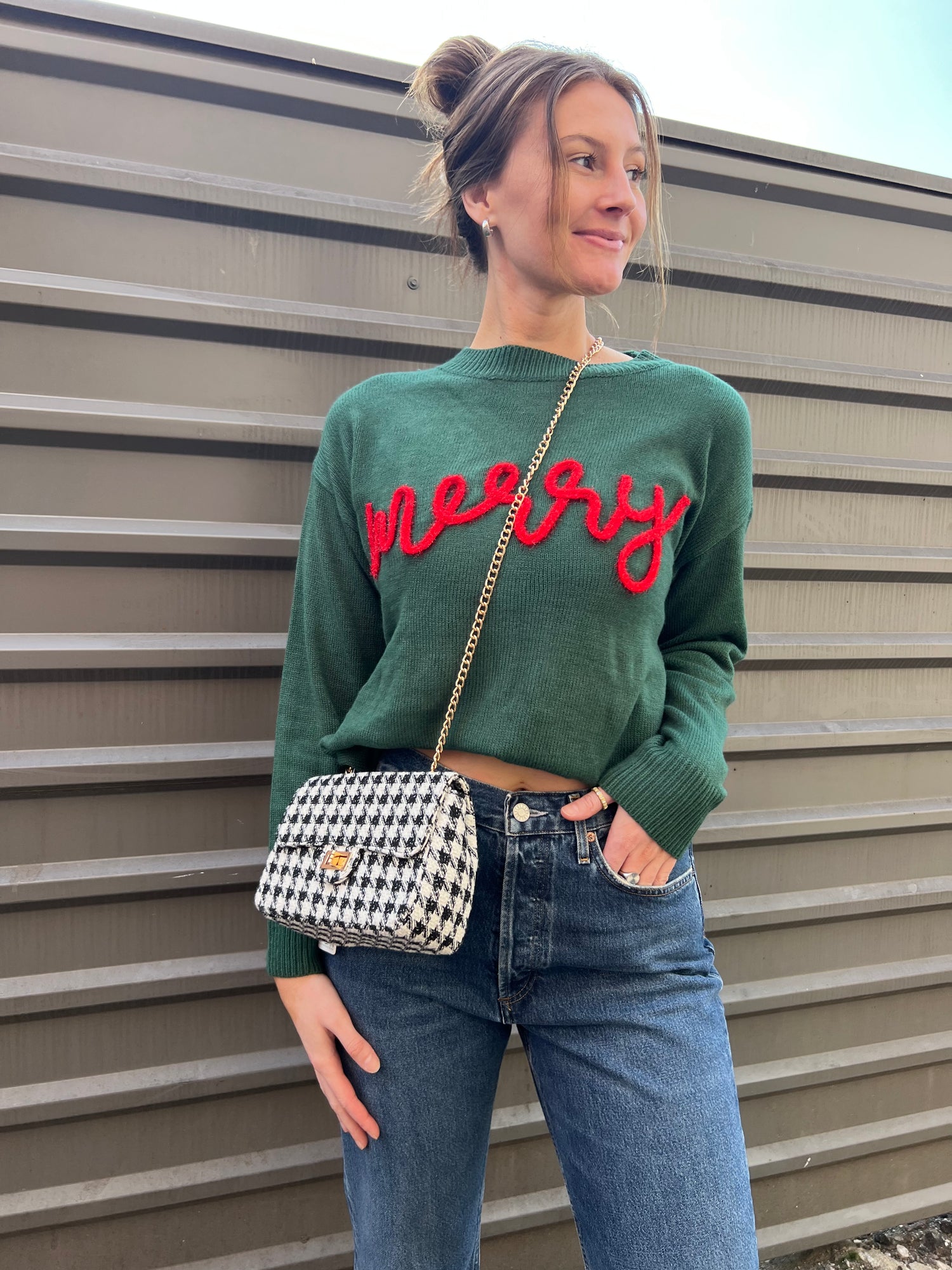 MERRY TINSEL SWEATER IN GREEN - THE HIP EAGLE BOUTIQUE