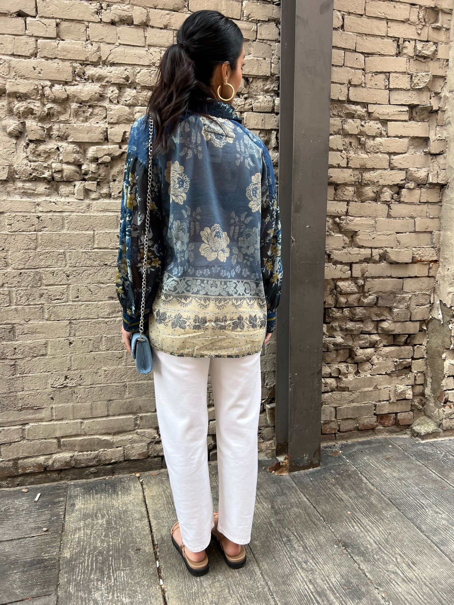 free people flower patch top in indigo combo