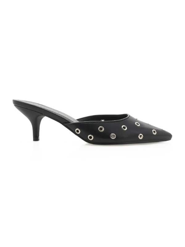 billini miles pump in black with eyelet embellishment