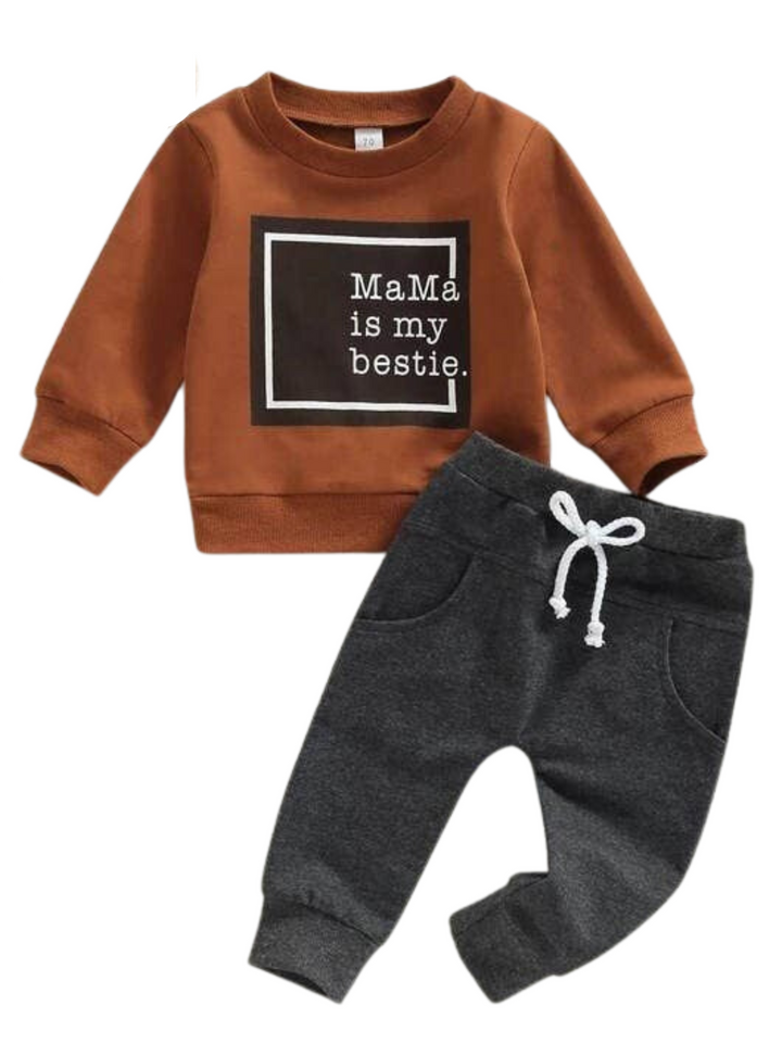 BOYS SWEAT SET MAMA IS MY BESTIE - THE LITTLE EAGLE BOUTIQUE
