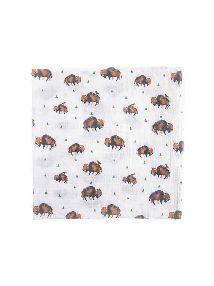 COTTON MUSLIN SWADDLE IN BISON - THE LITTLE EAGLE BOUTIQUE