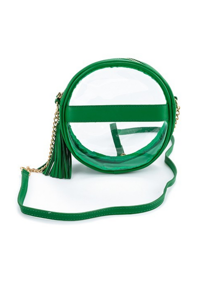 KELLY GREEN ROUND CLEAR PURSE - THE HIP EAGLE BOUTIQUE
