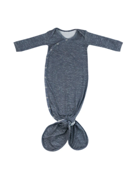 COPPPER PEARL KNOTTED GOWN IN DENIM - THE LITTLE EAGLE BOUTIQUE