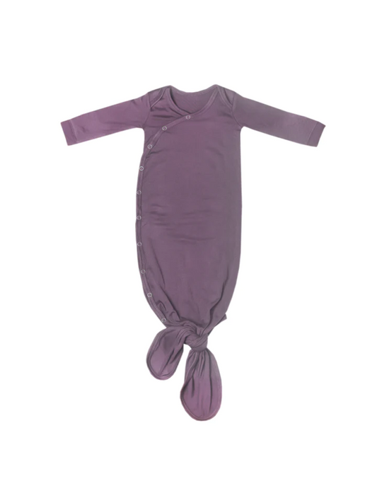 COPPER PEARL KNOTTED GOWN IN PLUM - THE LITTLE EAGLE BOUTIQUE