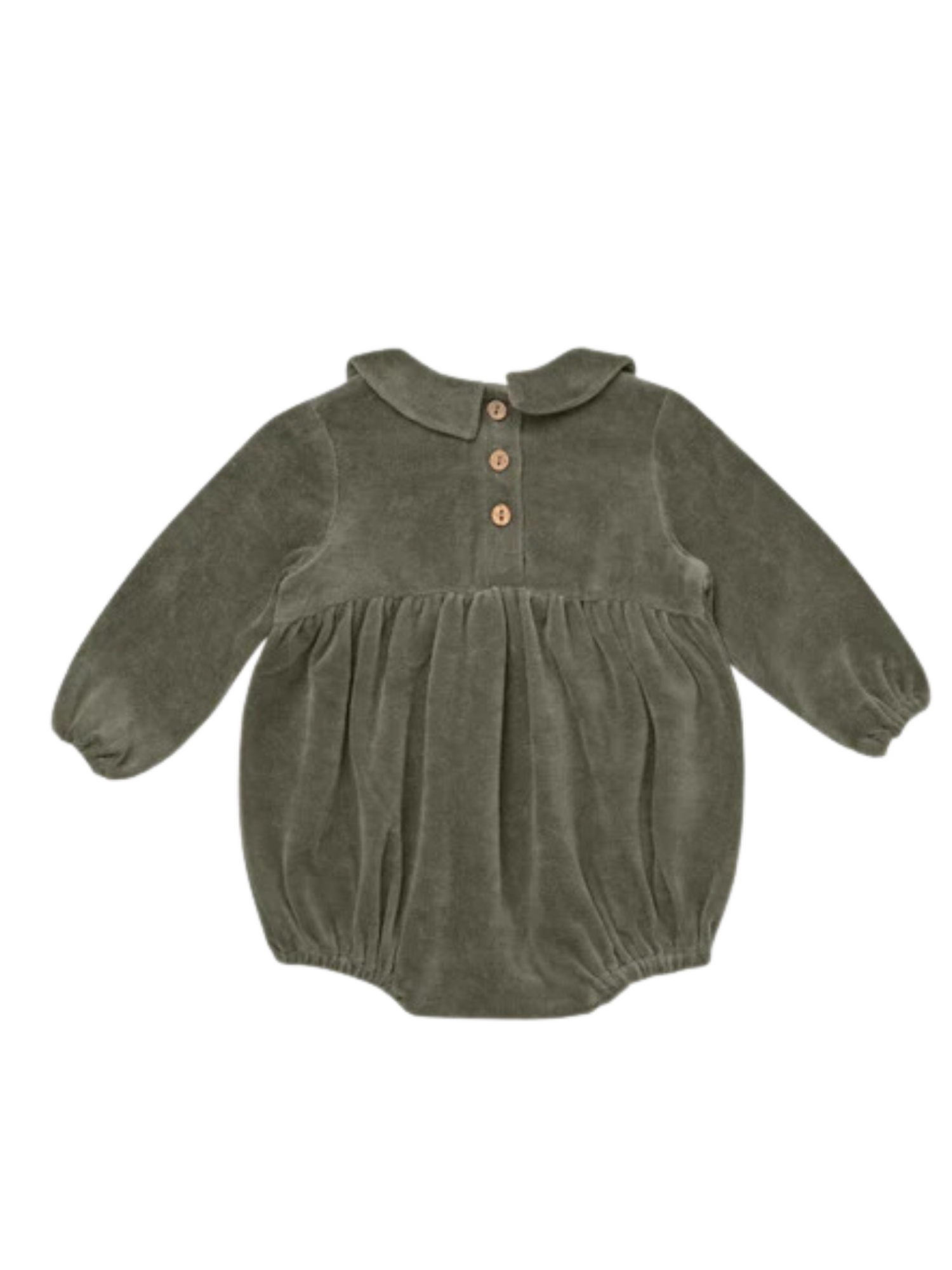 QUINCY MAE PETER PAN ROMPER IN FOREST - THE LITTLE EAGLE BOUTIQUE