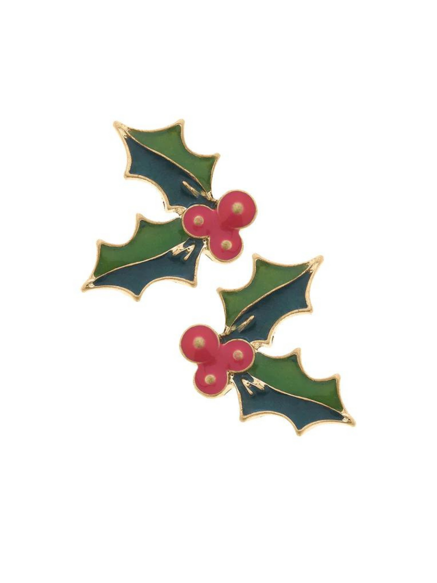 FESTIVE CANVAS STYLE HOLLY STUD EARRINGS - THE HIP EAGLE BOUTIQUE