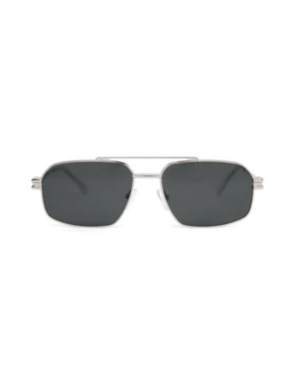 silver metal frame aviator polarized sunglasses