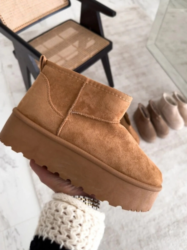 winter shoes - tan platform ankle boots