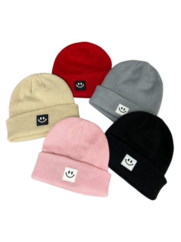 kids happy face beanies 