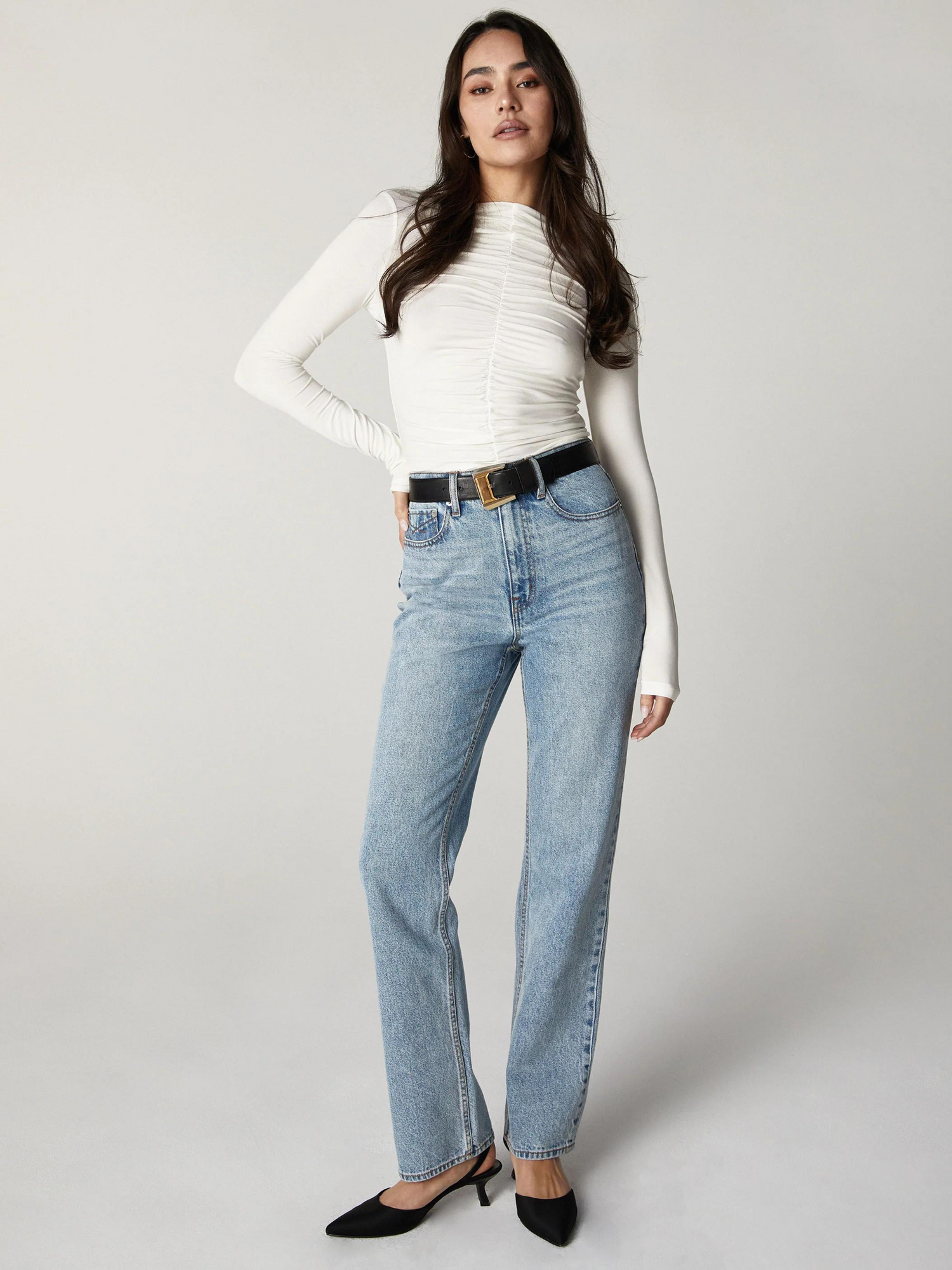 women's high rise classic straight leg jeans