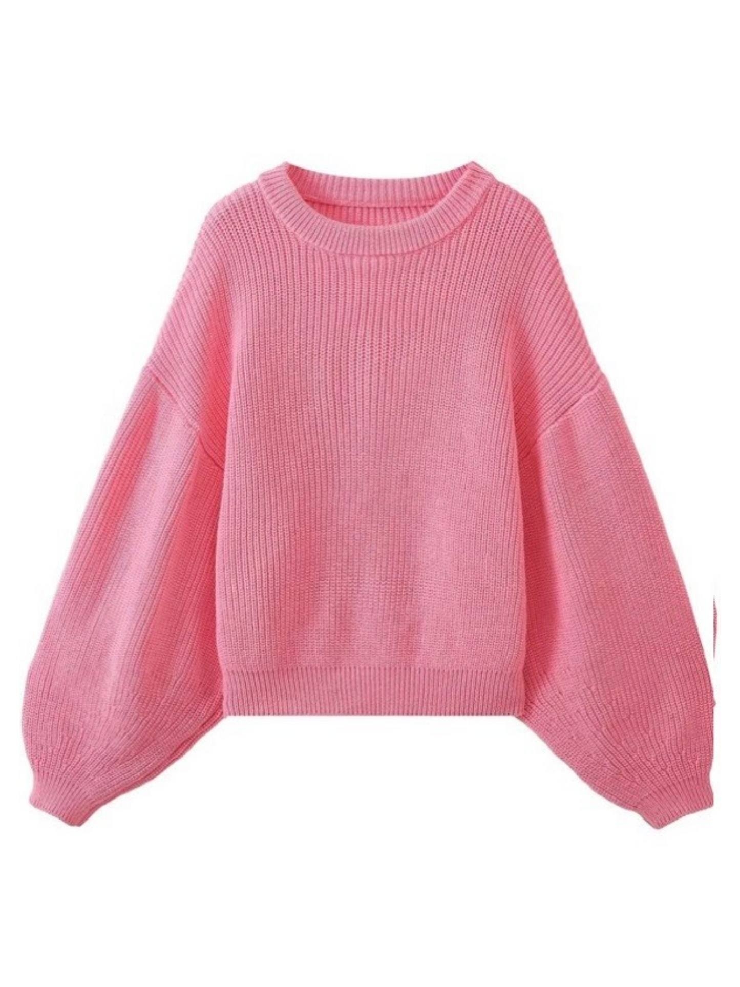 solid pink balloon sleeve sweater