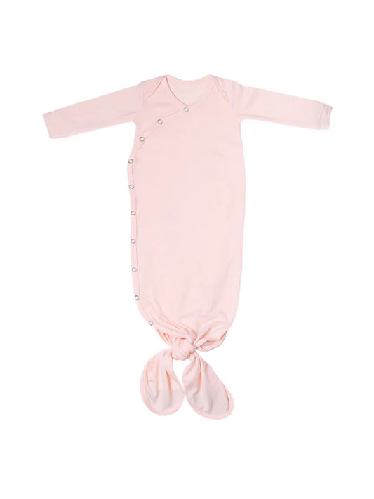 copper pearl newborn knotted gown in blush pink