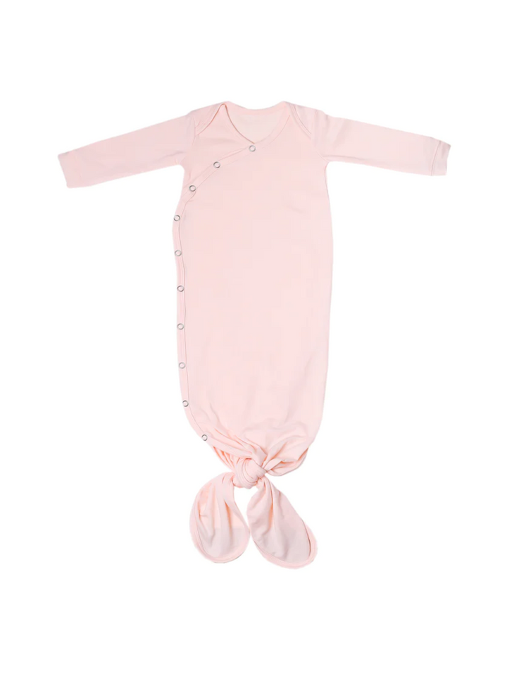 copper pearl newborn knotted gown in blush pink