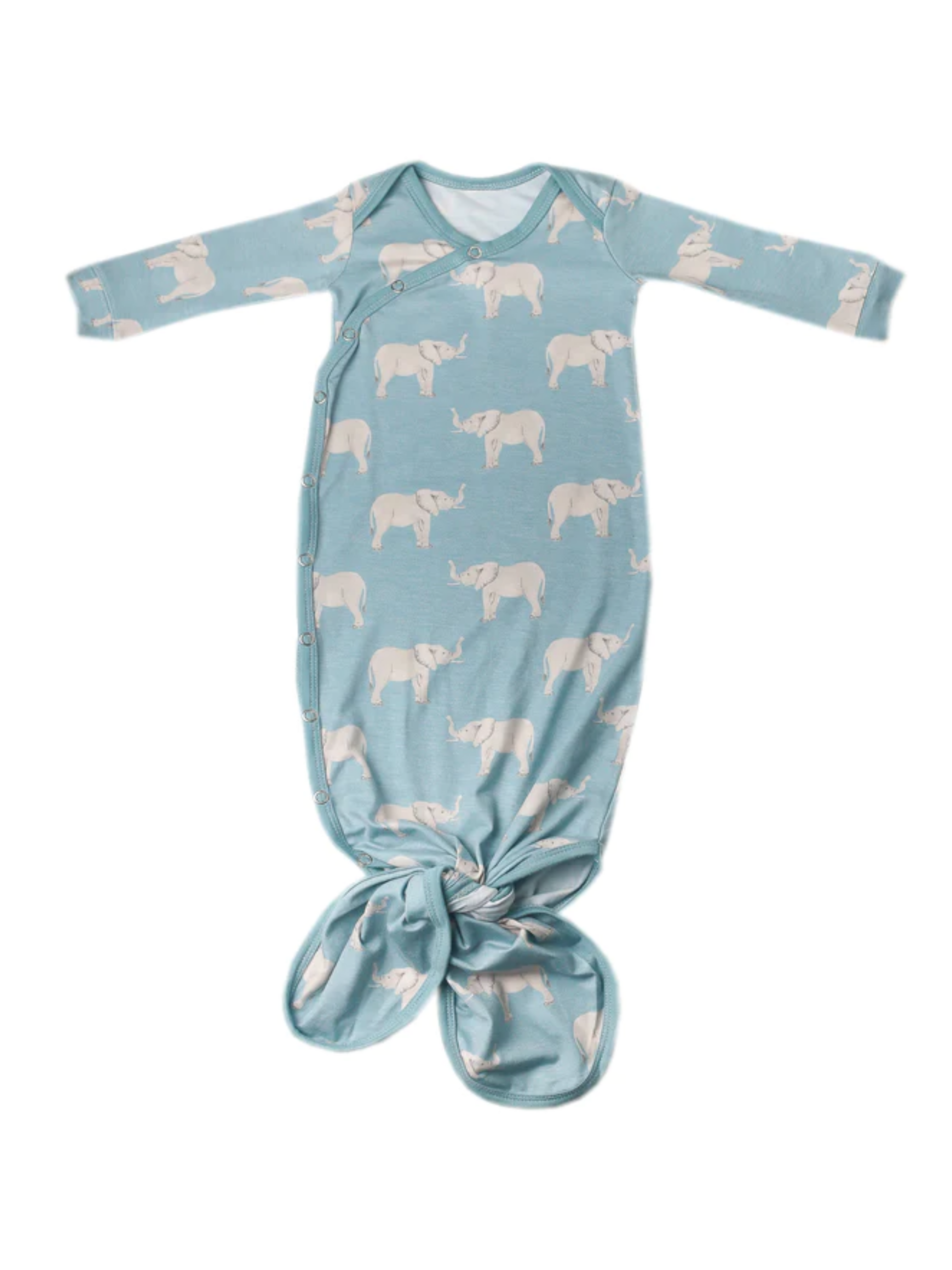 copper pearl newborn knotted gown in peanut