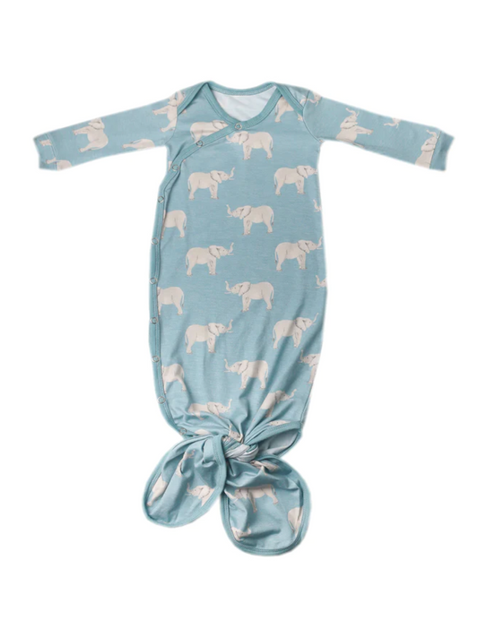 copper pearl newborn knotted gown in peanut