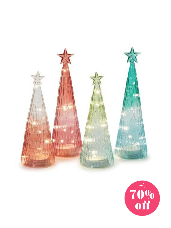 SET OF 4 PASTEL OMBRE LIGHT UP TREES