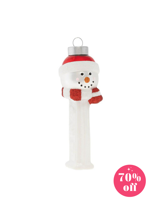 KAT + ANNIE SNOWMAN PEZ DISPENSER ORNAMENT