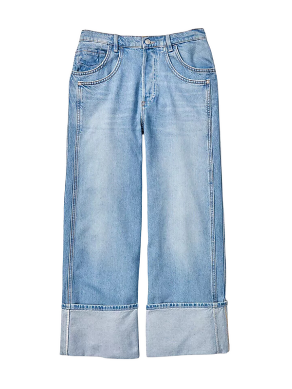 FREE PEOPLE FINAL COUNTDOWN CUFFED LOW-RISE JEANS