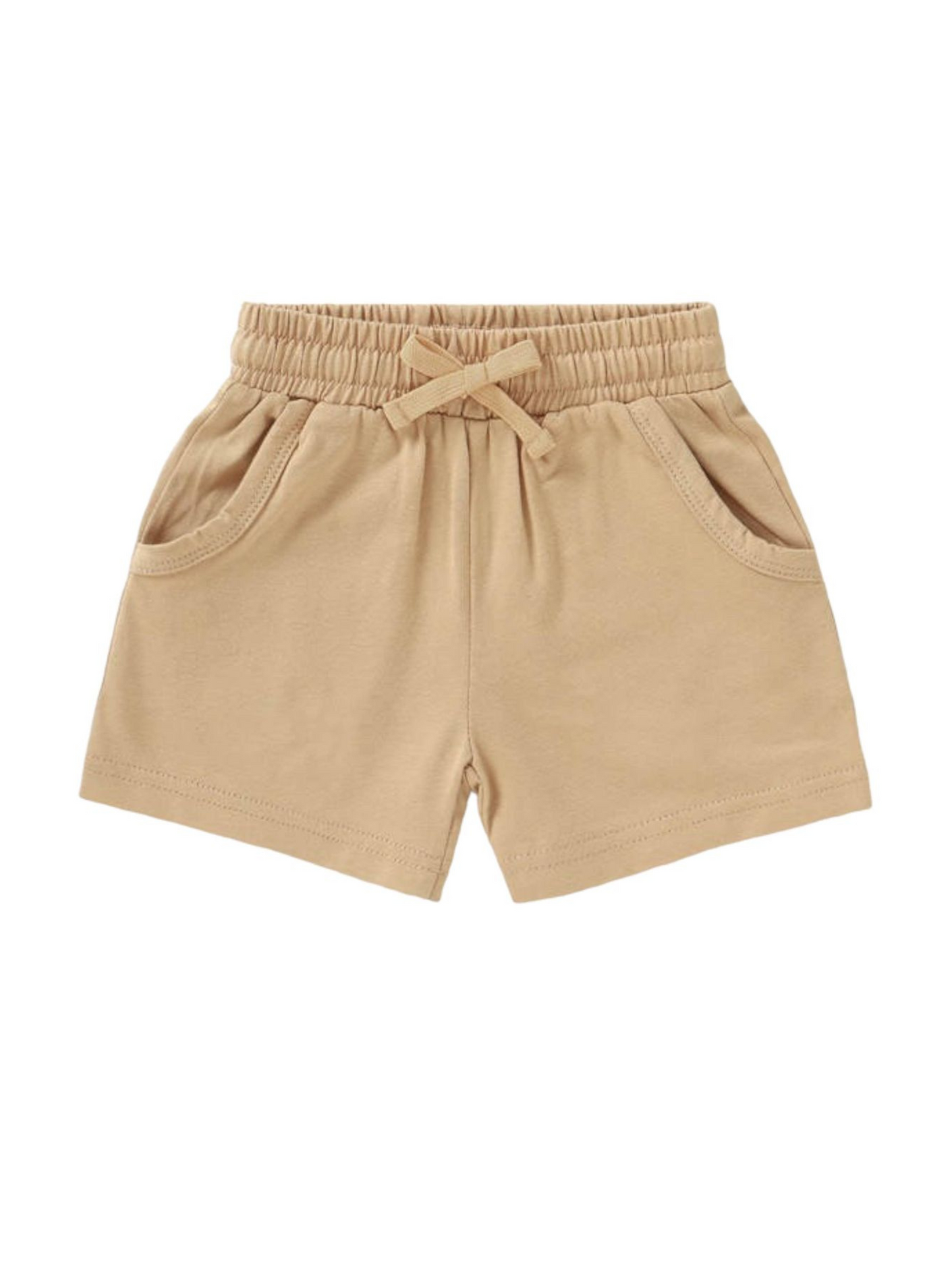 kids cotton sweat shorts in tan 