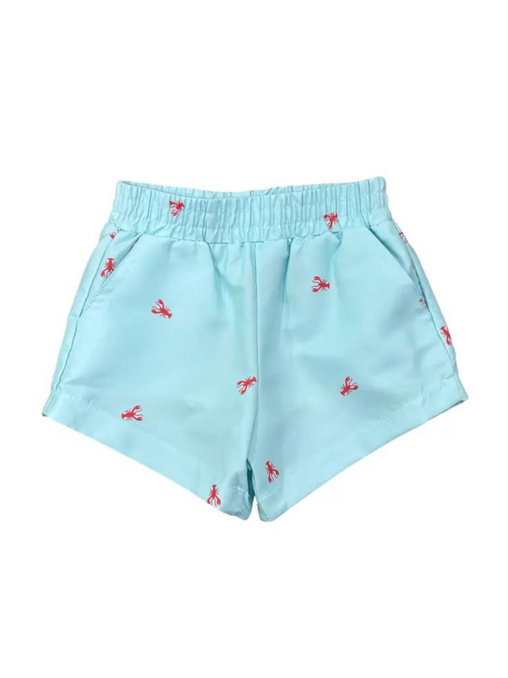 boys blue crawfish print shorts