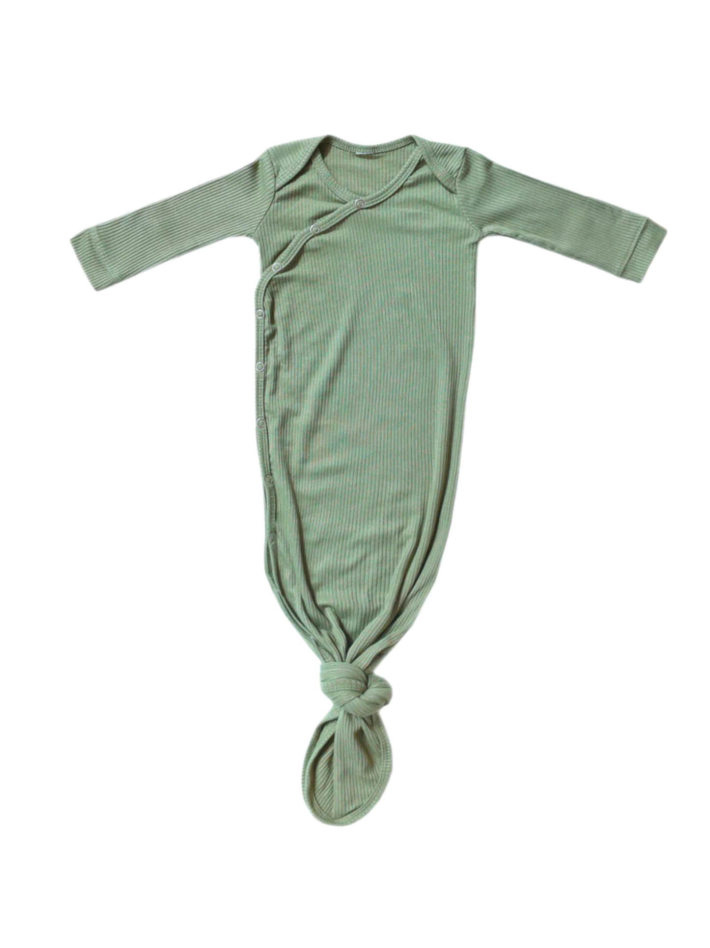 COPPER PEARL NEWBORN KNOTTED GOWN IN CLOVER