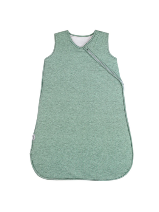 Copper Pearl Emerson baby sleep sack in sage green heather with diagonal zipper