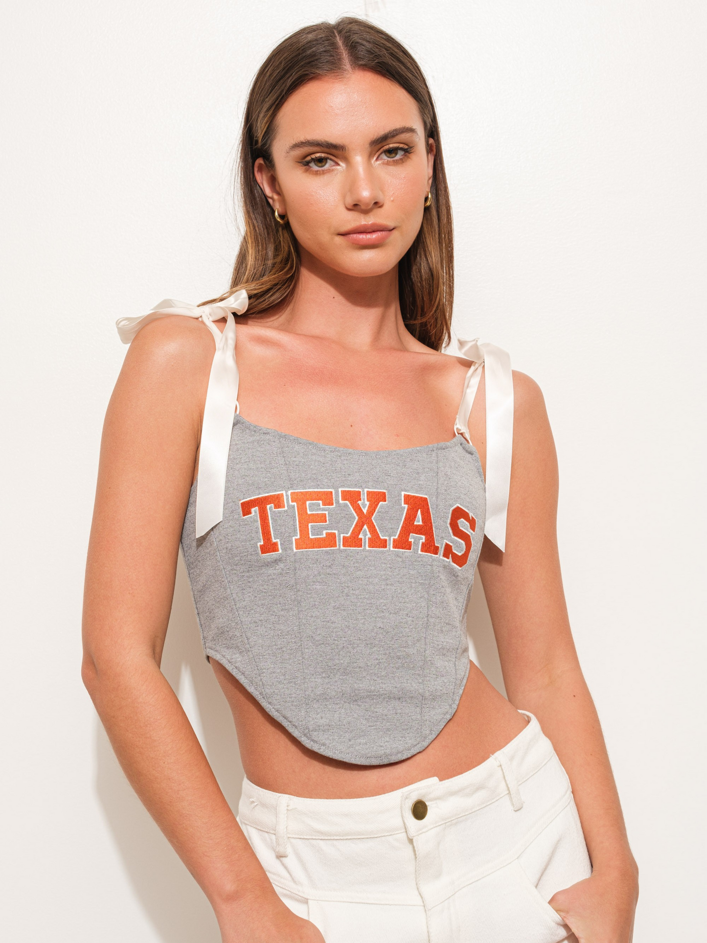 Texas Longhorns game day embroidered corset top