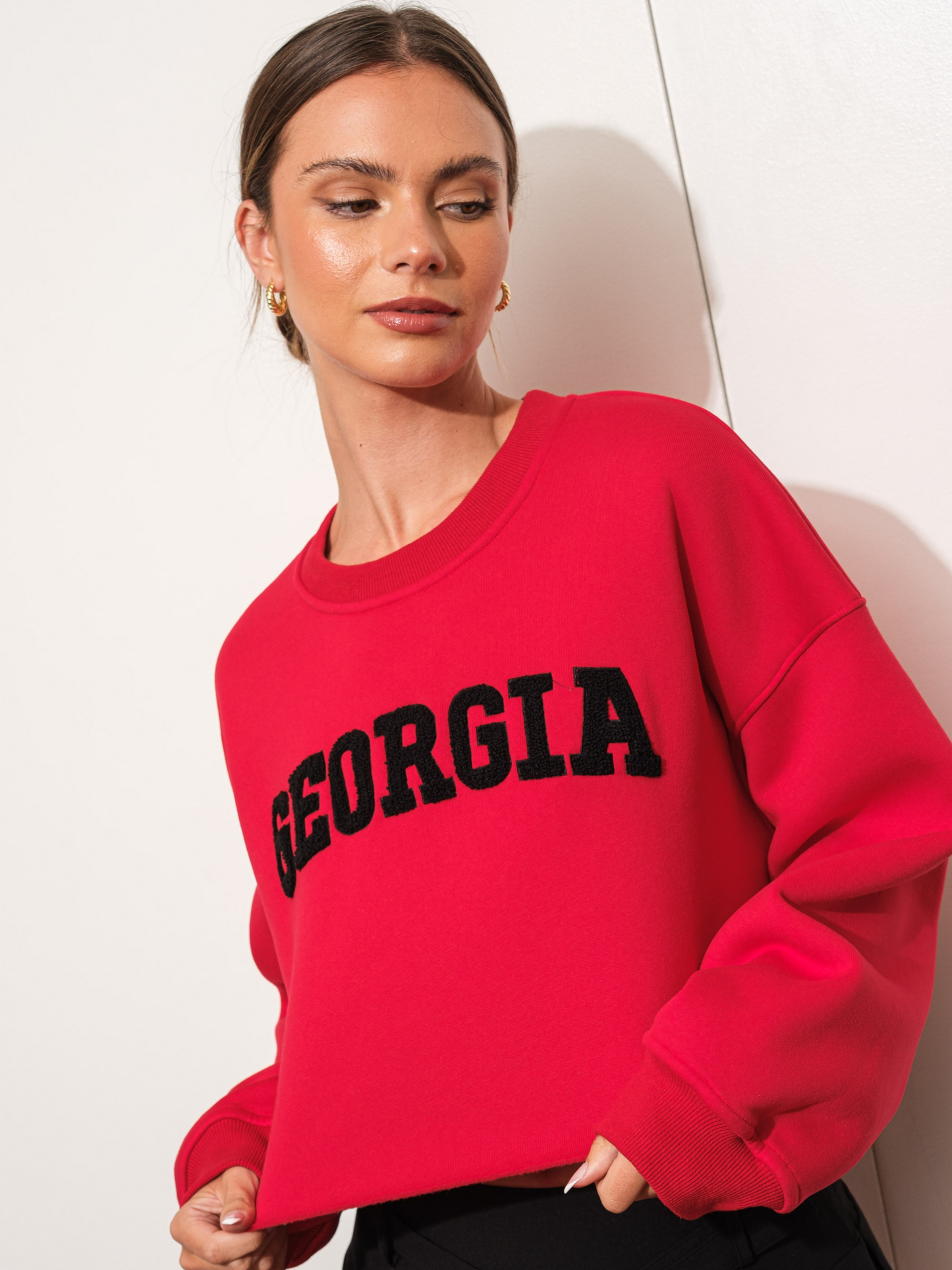 red Georgia bulldogs cropped sweatshirt