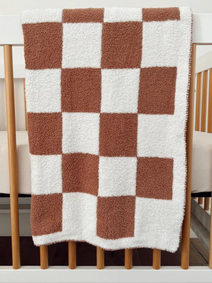 CHECKERED BABY BLANKET IN NUTMEG - THE LITTLE EAGLE BOUTIQUE