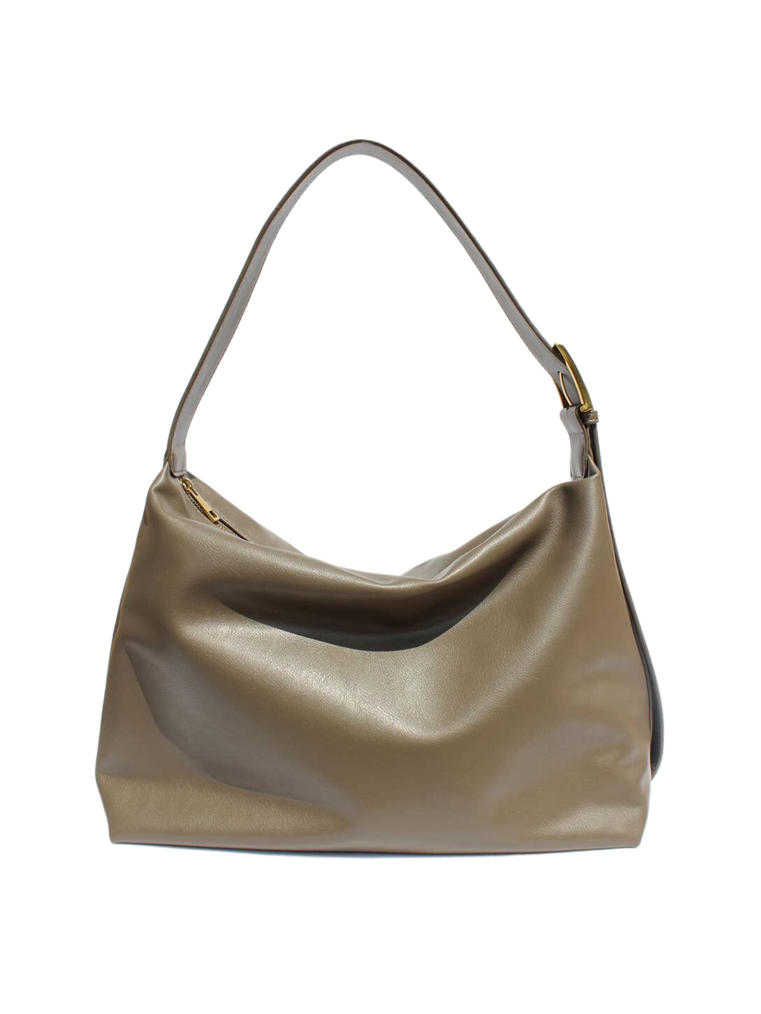 TAUPE LEATHER SLOUCHY BUCKET BAG | THE HIP EAGLE BOUTIQUE