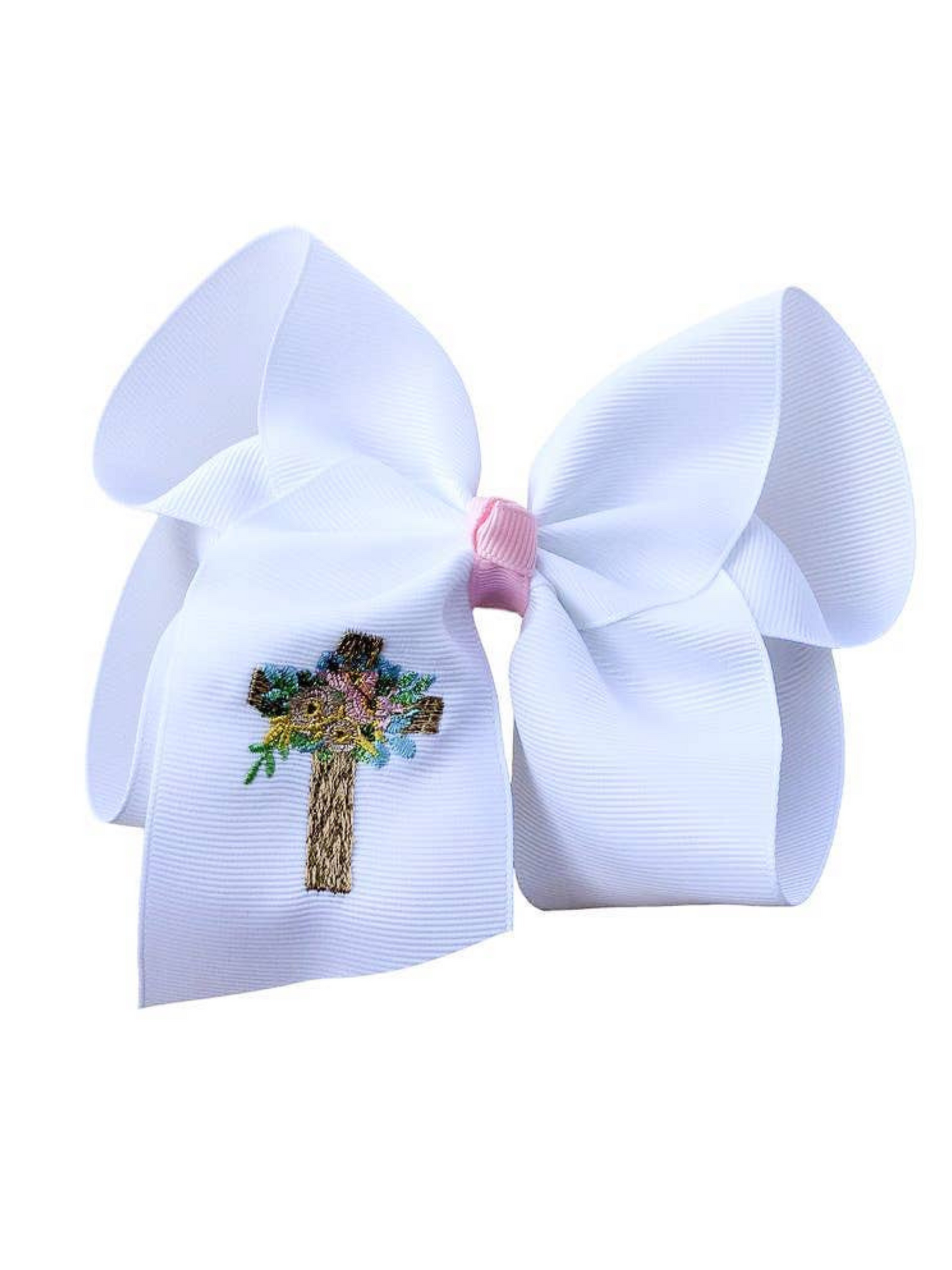 EASTER CROSS EMBROIDERED BOW