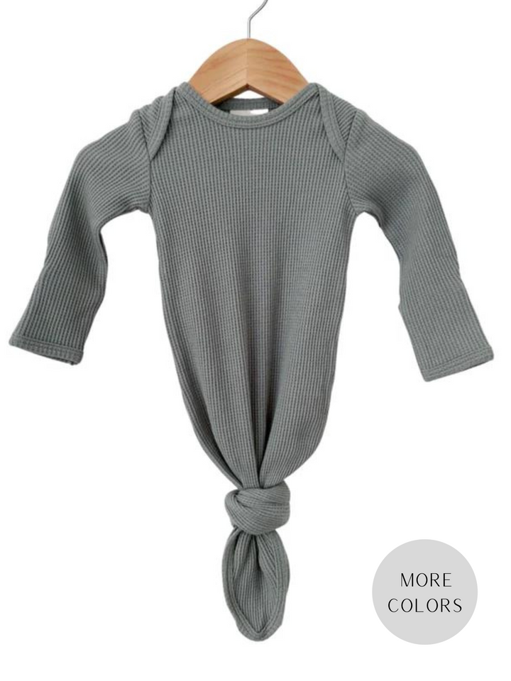 SPEARMINT ORGANIC WAFFLE KNIT GOWN IN MOUNTAIN GREEN - THE LITTLE EAGLE BOUTIQUE