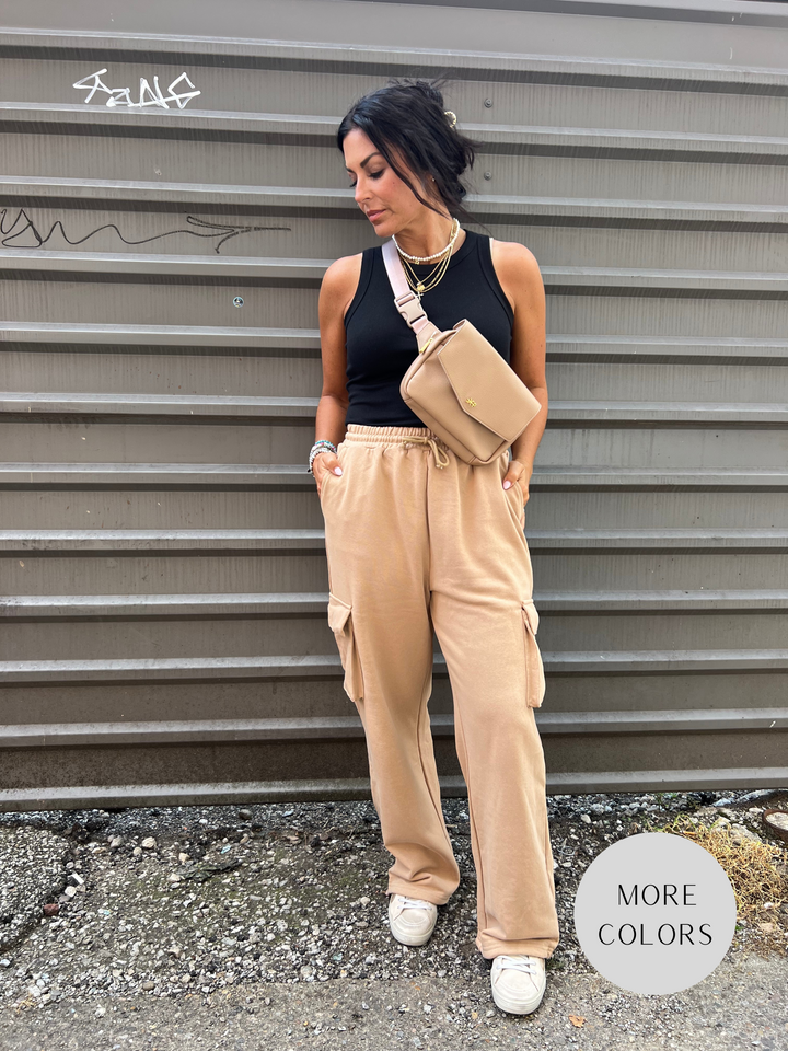 CAMPUS CARGO PANTS IN TAN  - THE HIP EAGLE BOUTIQUE