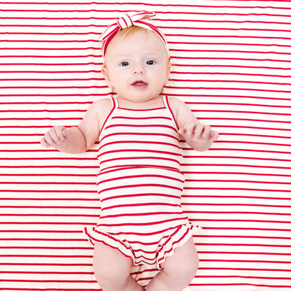 TANK TOP & HIGH WAISTED SHORTS X STRIPE VINTAGE RED