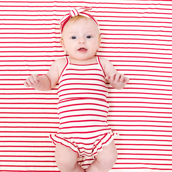 TANK TOP & HIGH WAISTED SHORTS X STRIPE VINTAGE RED