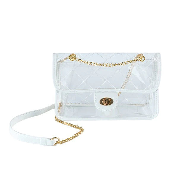 WHITE QUILTED CLEAR PURSE - THE HIP EAGLE BOUTIQUE