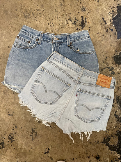 LEVI'S VINTAGE UPCYCLED MID RISE DENIM SHORTS