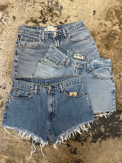 LEVI'S VINTAGE UPCYCLED MID RISE DENIM SHORTS