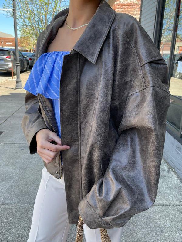 LIONESS KENNY BOMBER IN CHOCOLATE - THE HIP EAGLE BOUTIQUE