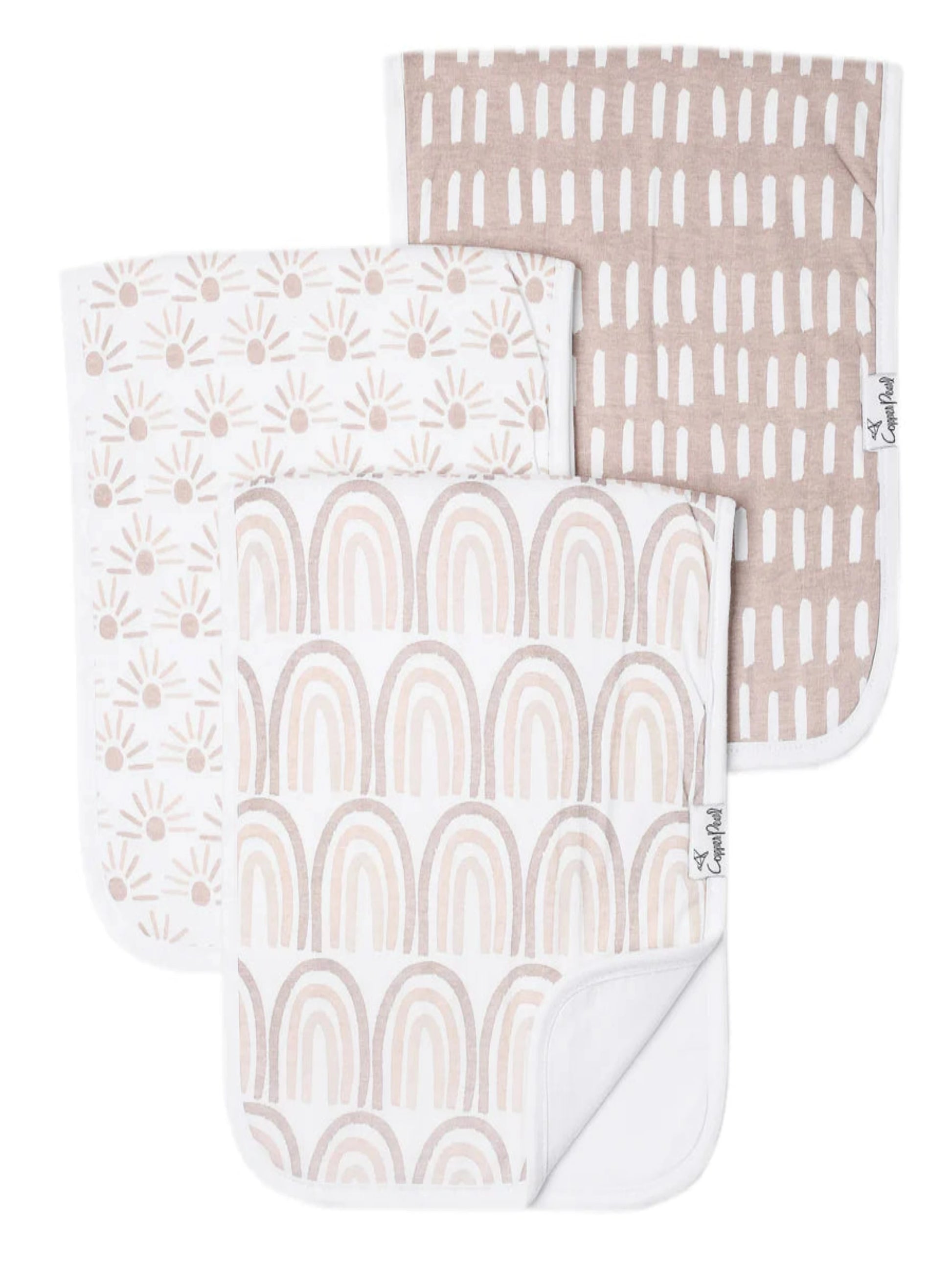 COPPER PEARL BURP CLOTH SET IN BLISS - THE LITTLE EAGLE BOUTIQUE