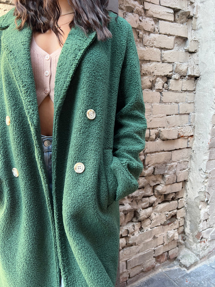 MADISON GREEN TEDDY LONGLINE COAT - THE HIP EAGLE BOUTIQUE 