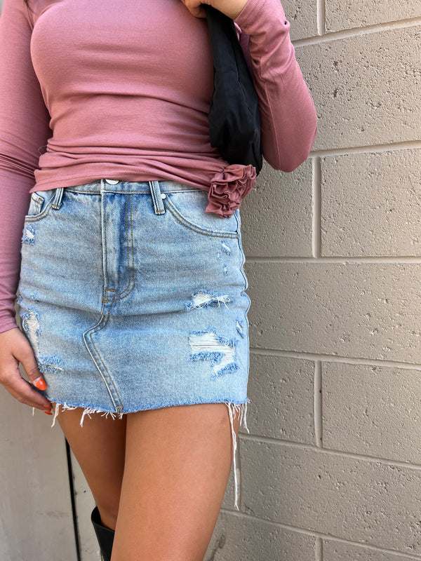 EVERYDAY JEAN MINI SKIRT - THE HIP EAGLE BOUTIQUE 
