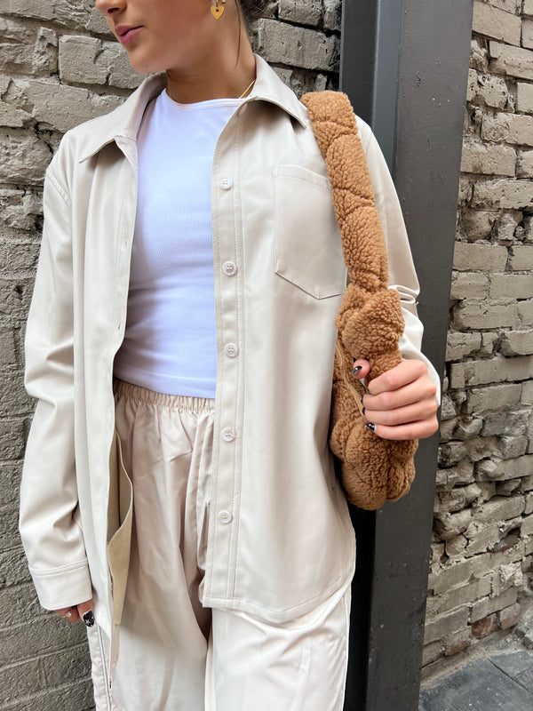 IVORY LEATHER SHACKET - THE HIP EAGLE BOUTIQUE