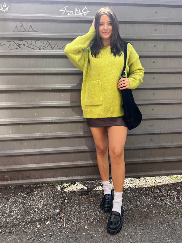 LINE AND DOT KILKEA SWEATER IN CHARTREUSE - THE HIP EAGLE BOUTIQUE