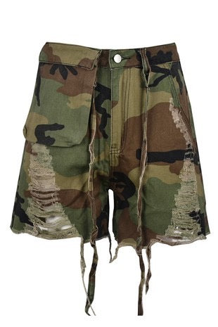 GONE WILD CAMO CUT OFF CARGO SHORTS - THE HIP EAGLE BOUTIQUE