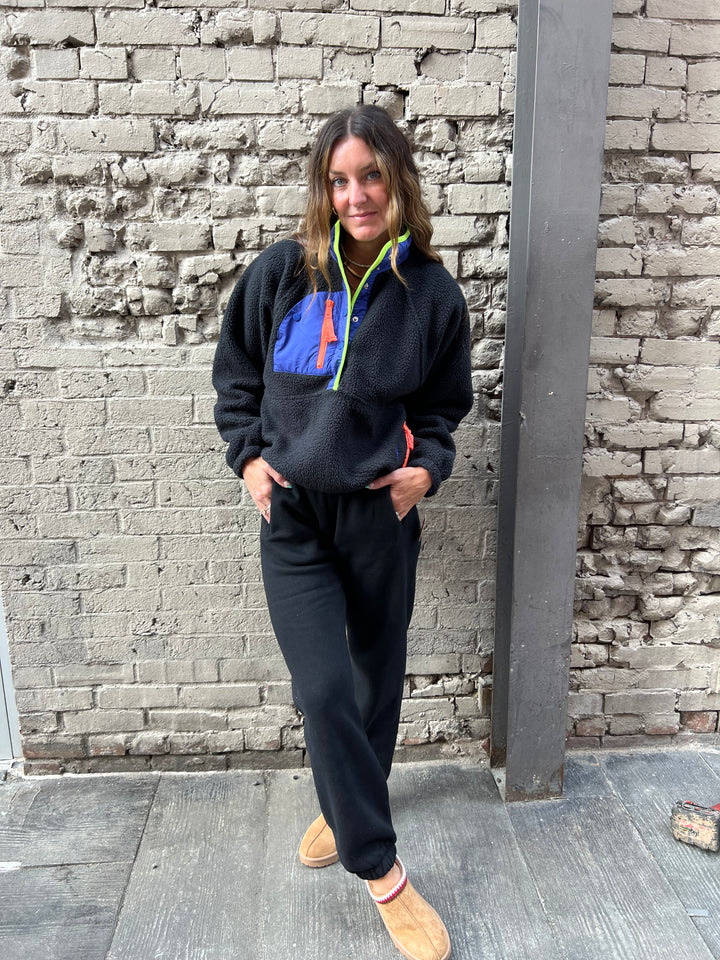 FREE PEOPLE HIT THE SLOPES PULLOVER IN BLACK SPORTY COMBO - THE HIP EAGLE BOUTIQUE