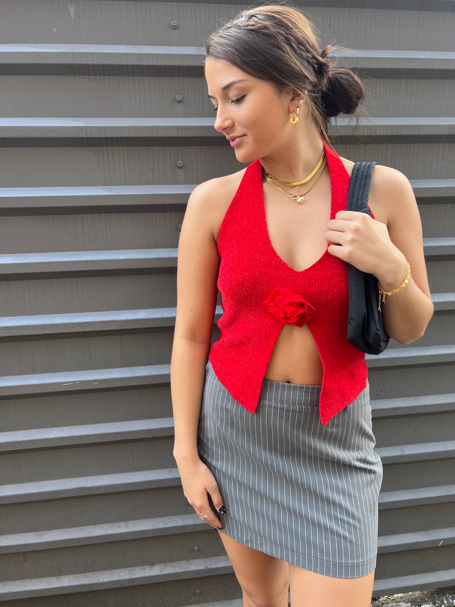 IN MY BACHELORETTE ERA RED HALTER SWEATER TOP - THE HIP EAGLE BOUTIQUE