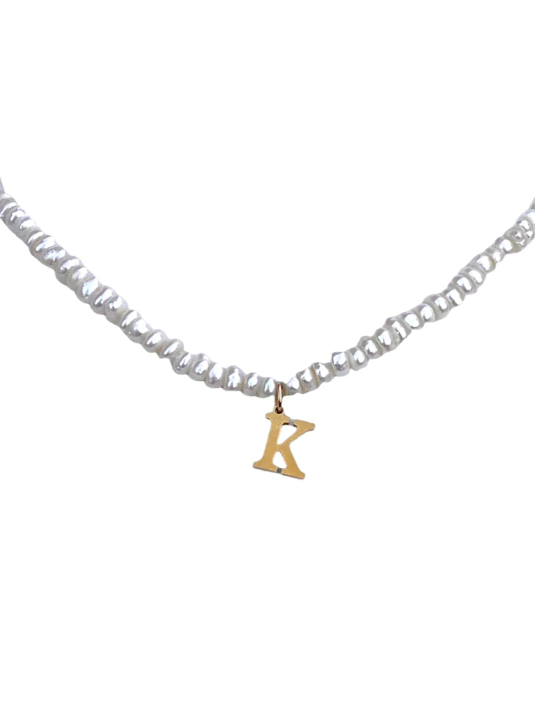 FARRAH B SEA ME INITIAL GOLD / PEARL NECKLACE - THE HIP EAGLE BOUTIQUE non-tarnish adjustable chain